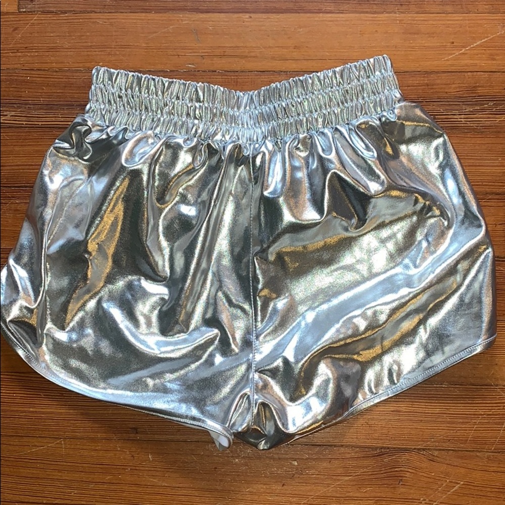 Silver Metallic Rave Shorts